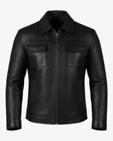 Monza – Men’s Black Crocodile-Embossed Leather Jacket